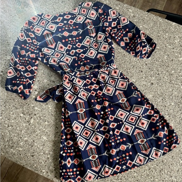 A. Byer Mini Navy Geometric Print Dress (Size M) 🌊✨ - Picture 2 of 6